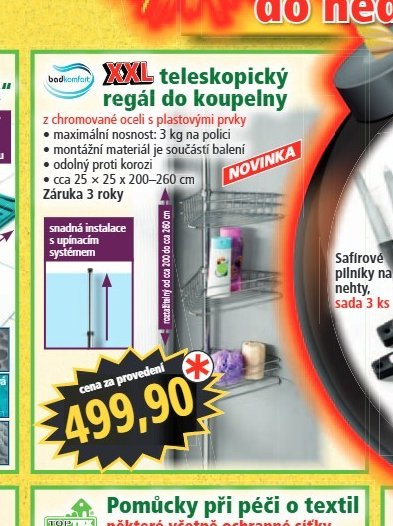 Teleskopický regál do koupelny