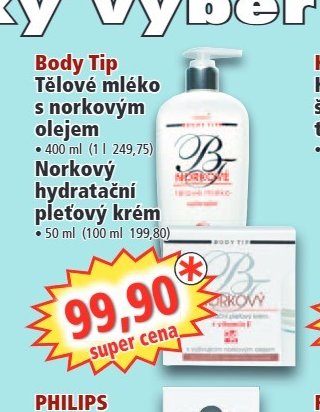 Body Tip Tělové mléko s norkovým olejem / Norkový hydratační pleťový krém