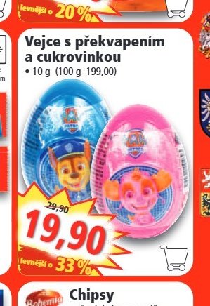 Vejce s překvapením a cukrovinkou