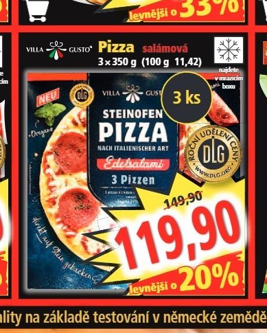 VILLA GUSTO Pizza salámová 3x350 g