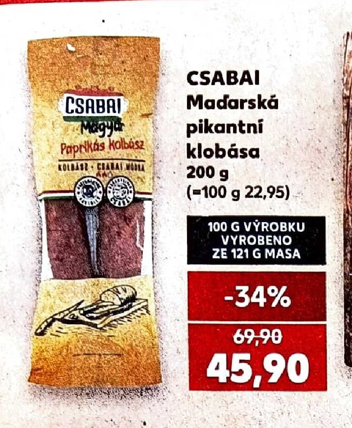 CSABAI Madarská pikantní klobása
