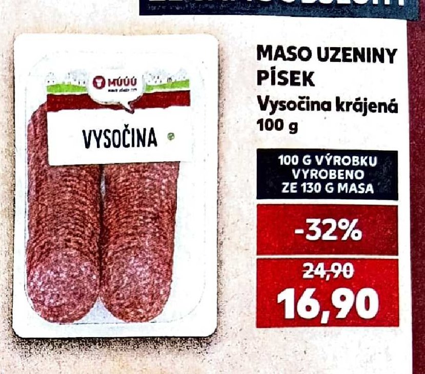 MASO UZENINY PÍSEK Vysočina krájená