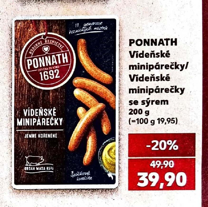 PONNATH Vídeňské minipárečky / Vídeňské minipárečky se sýrem