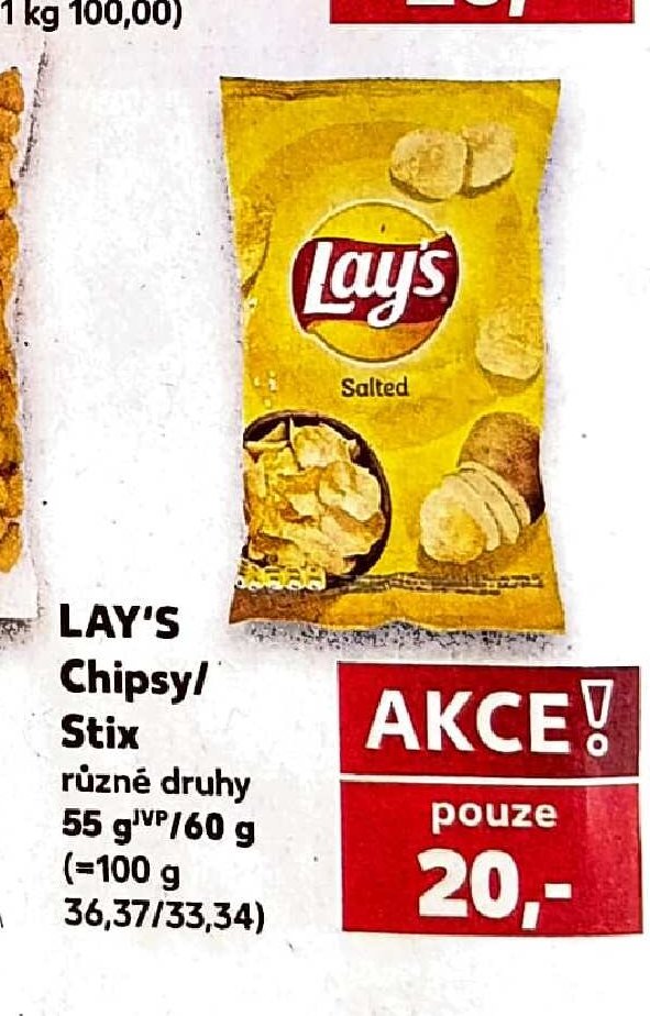 LAY'S Chipsy/Stix různé druhy 55 g/60 g