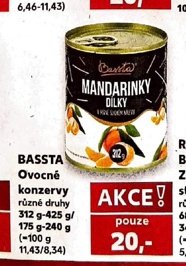 BASSTA Ovocné konzervy různé druhy 312 g - 425 g