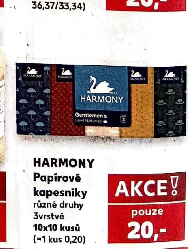 HARMONY Papírové kapesníky různé druhy 3vrstvé 10x10 kusů