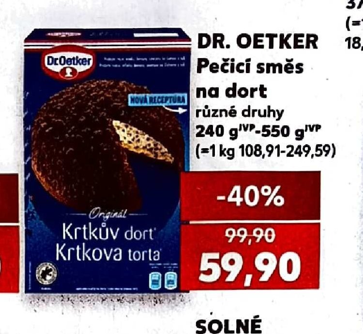 Dr. Oetker Pečicí směs na dort různé druhy 240 g