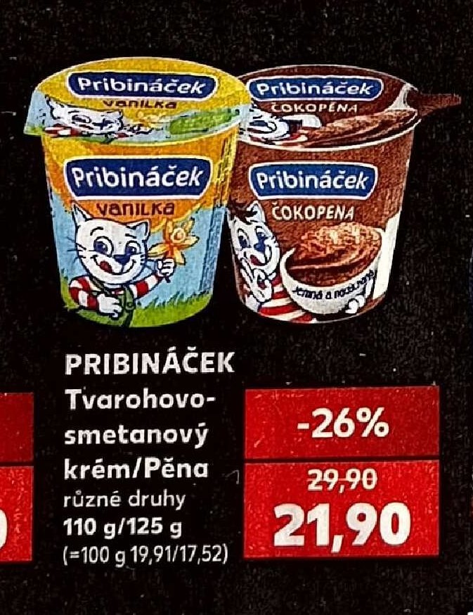 PRIBINÁČEK Tvarohovo-smetanový krém/Pěna