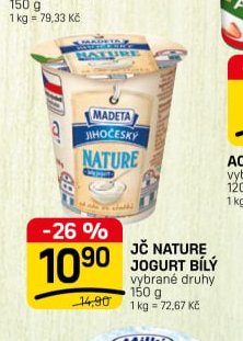 JČ NATURE JOGURT BÍLÝ vybrané druhy 150 g