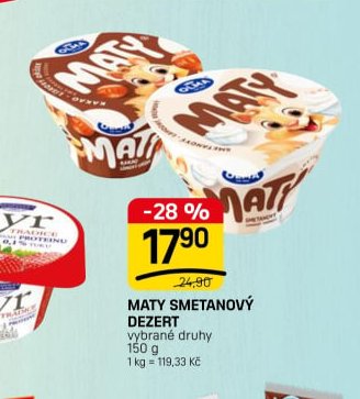MATY SMETANOVÝ DEZERT vybrané druhy 150 g