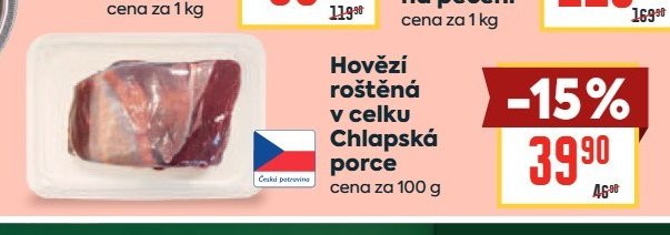 Hovězí roštěná v celku Chlapská porce