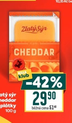 Zlatý sýr Cheddar plátky