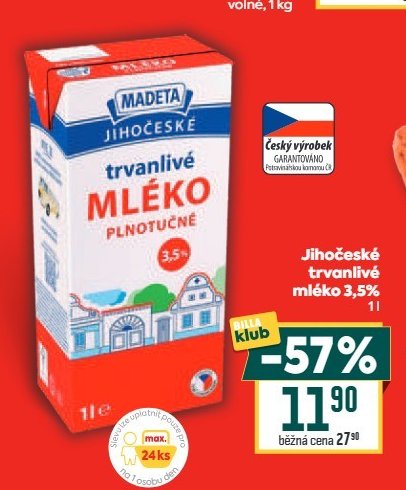 Jihočeské trvanlivé mléko 3,5%