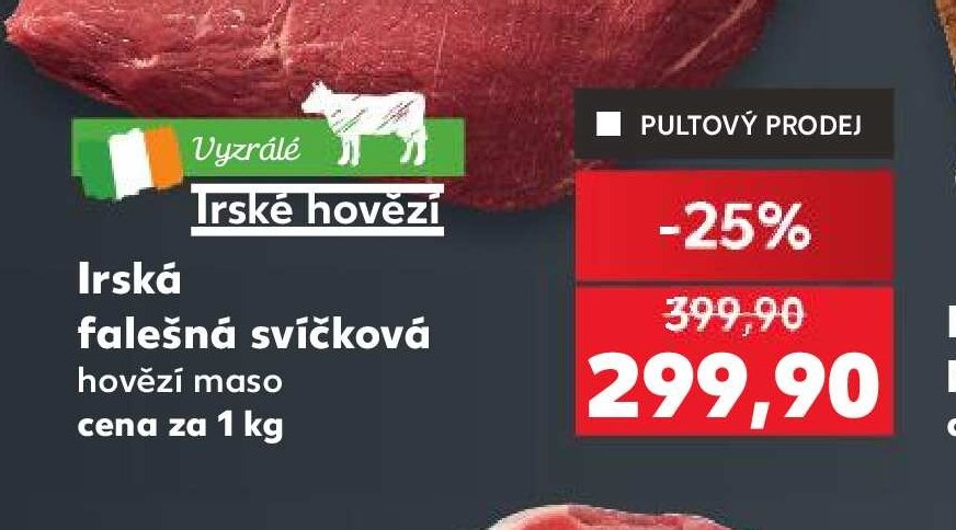 Irská falešná svíčková hovězí maso