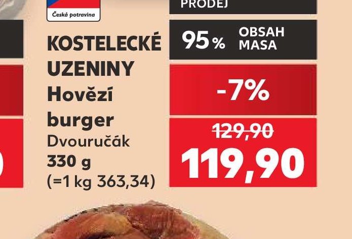 Kostelecké uzeniny hovězí burger