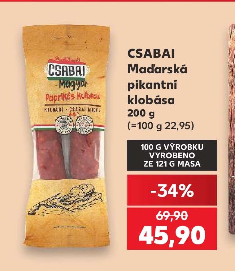 CSABAI Maďarská pikantní klobása 200 g