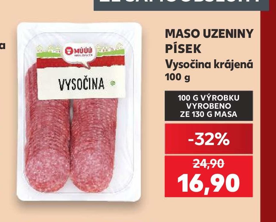 MASO UZENINY PÍSEK Vysočina krájená 100 g