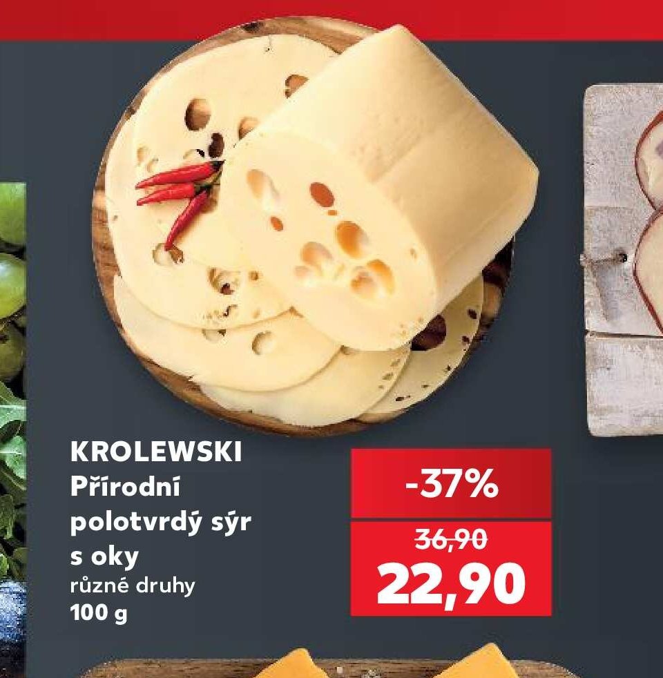 KROLEWSKI Přírodní polotvrdý sýr s oky