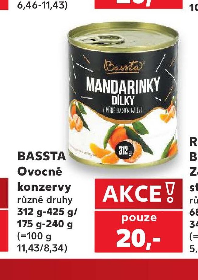 BASSTA Ovocné konzervy různé druhy 312 g-425 g/175 g-240 g