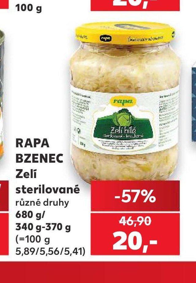 RAPA BZENEC Zelí sterilované různé druhy 680 g/340 g-370 g