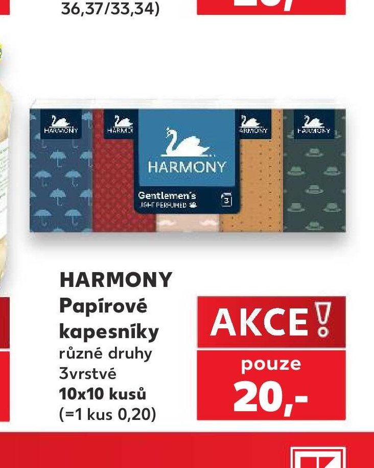HARMONY Papírové kapesníky různé druhy 3vrstvé 10x10 kusů