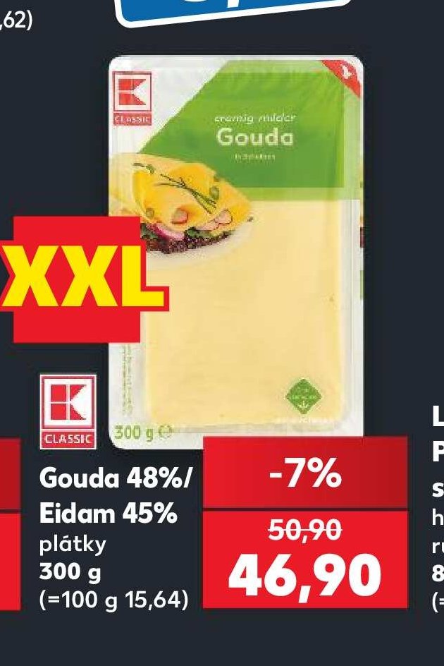 Gouda 48% / Eidam 45% plátky