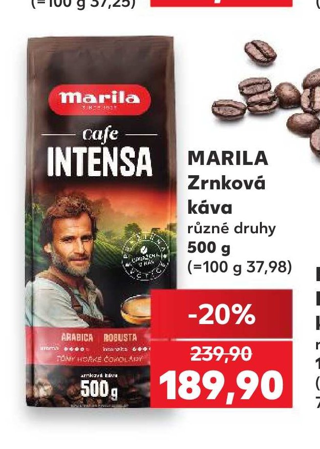 MARILA Zrnková káva různé druhy 500 g