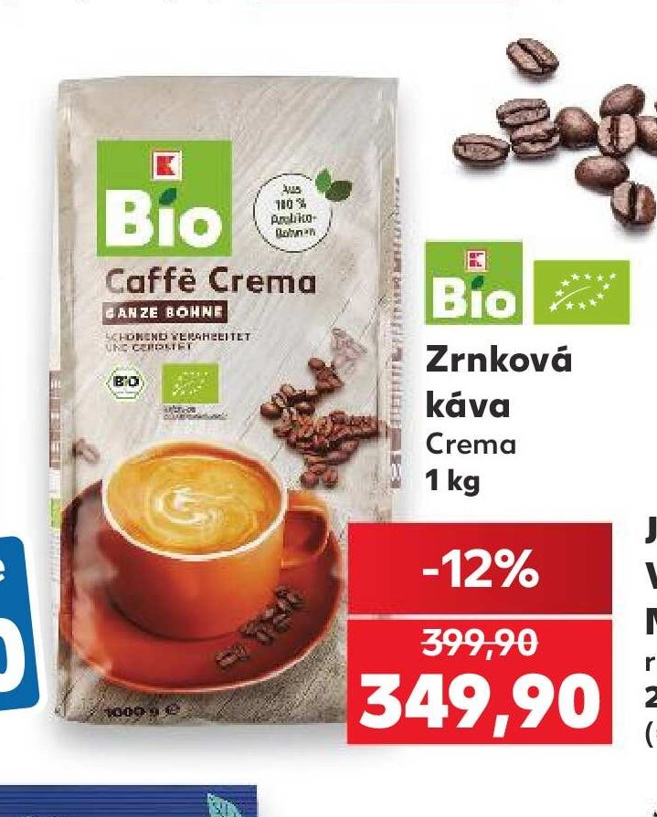 BIO Zrnková káva Crema 1 kg