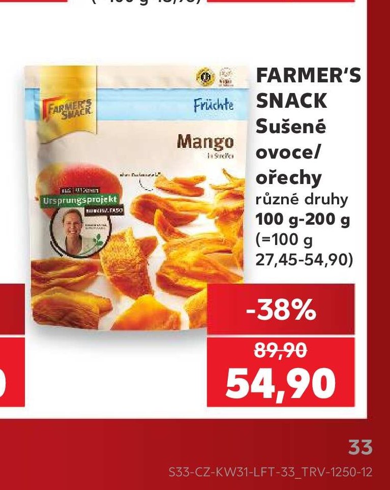 FARMER'S SNACK Sušené ovoce/ořechy různé druhy 100 g-200 g