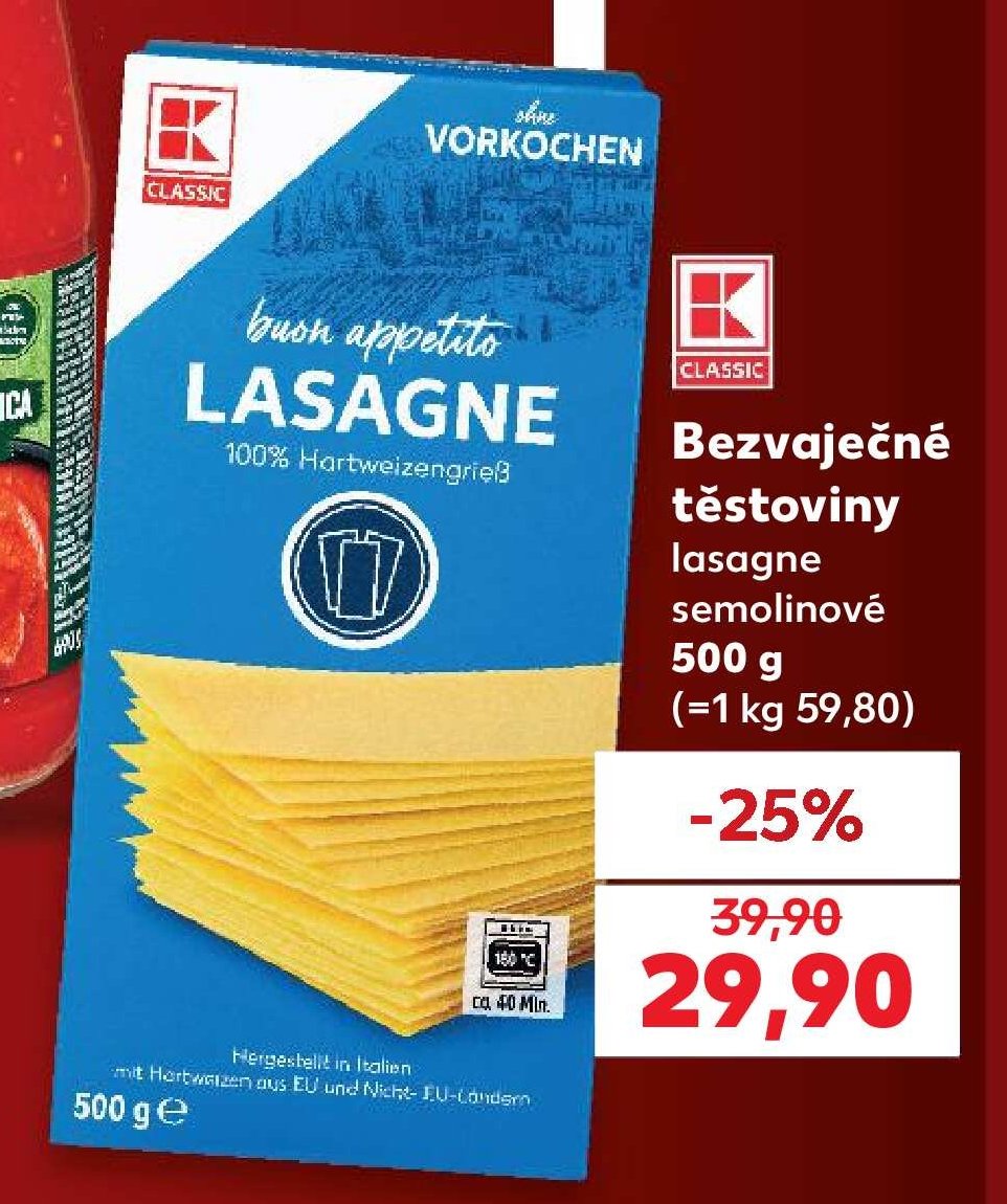 Bezvaječné těstoviny lasagne