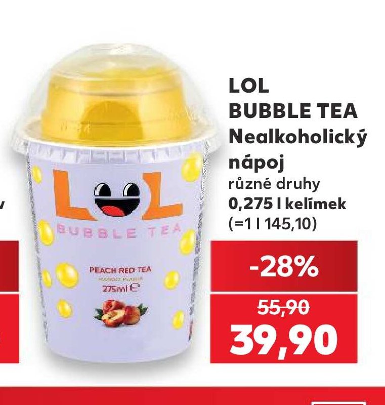 LOL BUBBLE TEA Nealkoholický nápoj různé druhy 0,275 l kelímek