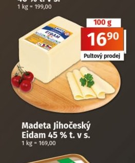 Madeta Jihočeský Eidam 45 % t. v s.