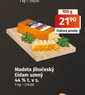 Madeta Jihočeský Eidam uzený 44 % t. v s.