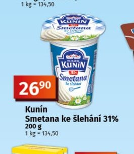 Kunín Smetana ke šlehání 31%