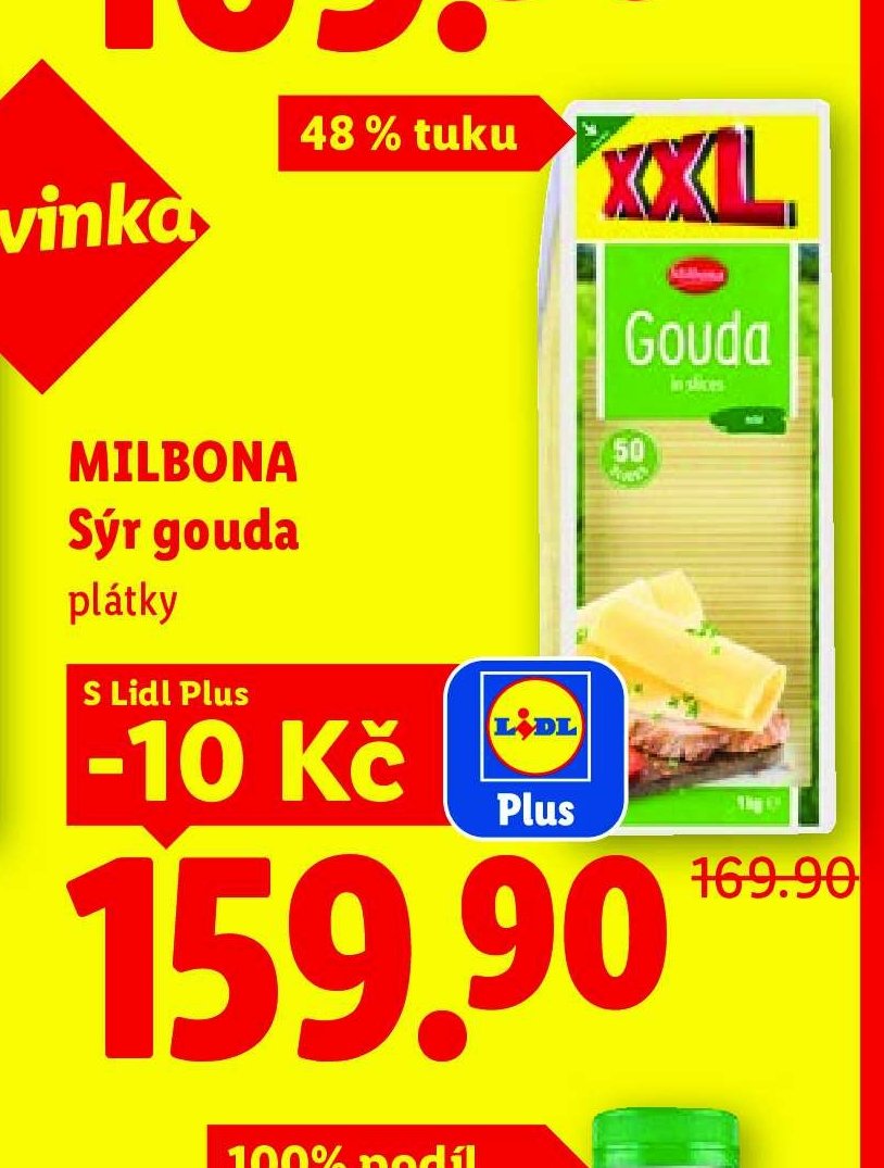 MILBONA Sýr gouda plátky