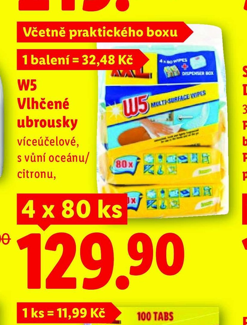 W5 Vlhčené ubrousky víceúčelové
