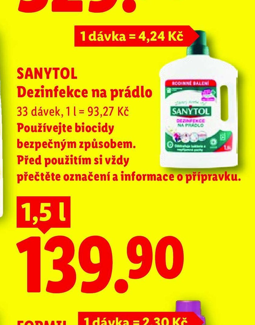 SANYTOL Dezinfekce na prádlo 1,5 l