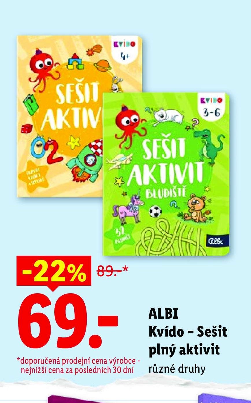 ALBI Kvído - Sešit plný aktivit různé druhy