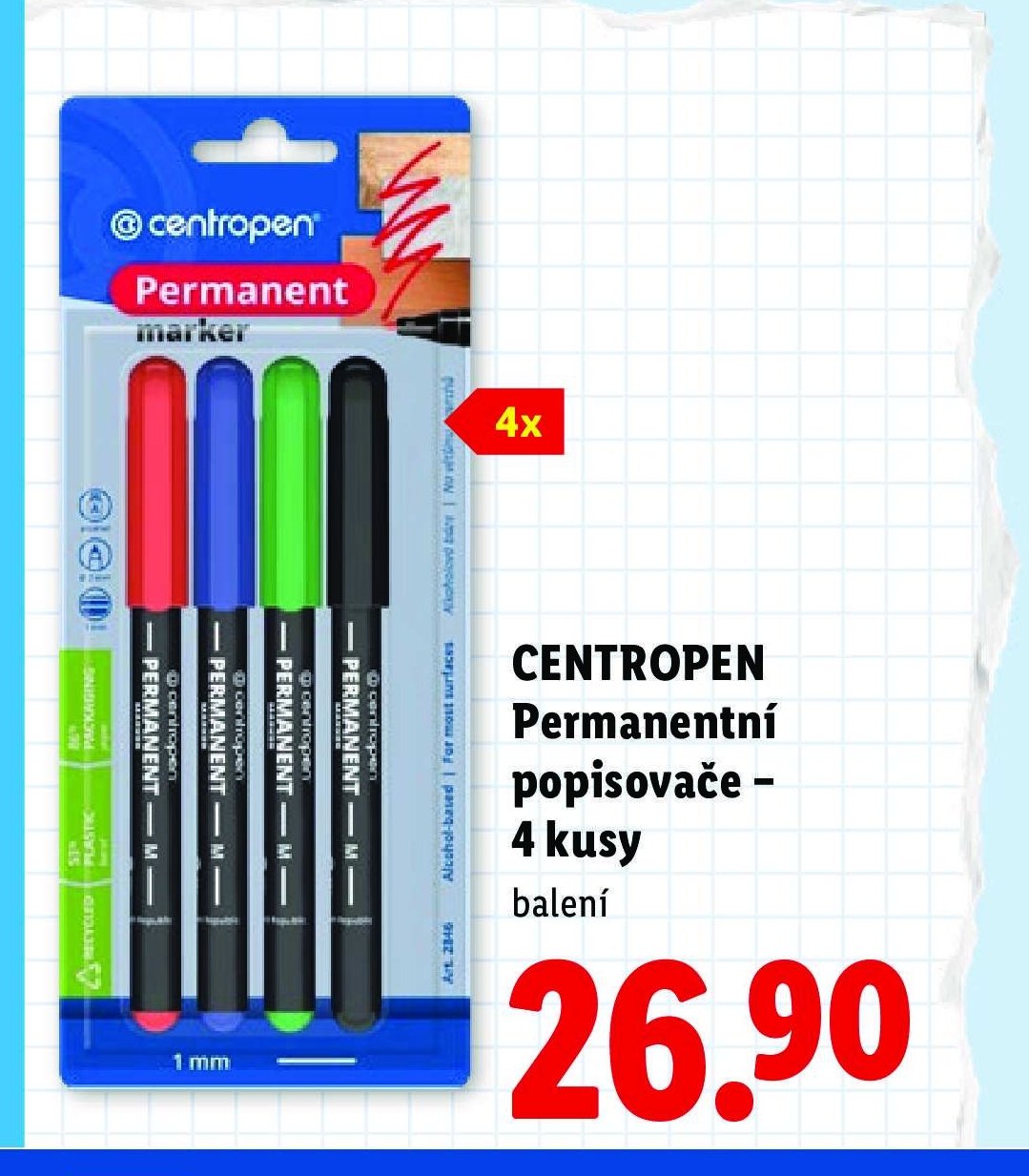 CENTROPEN Permanentní popisovače – 4 kusy