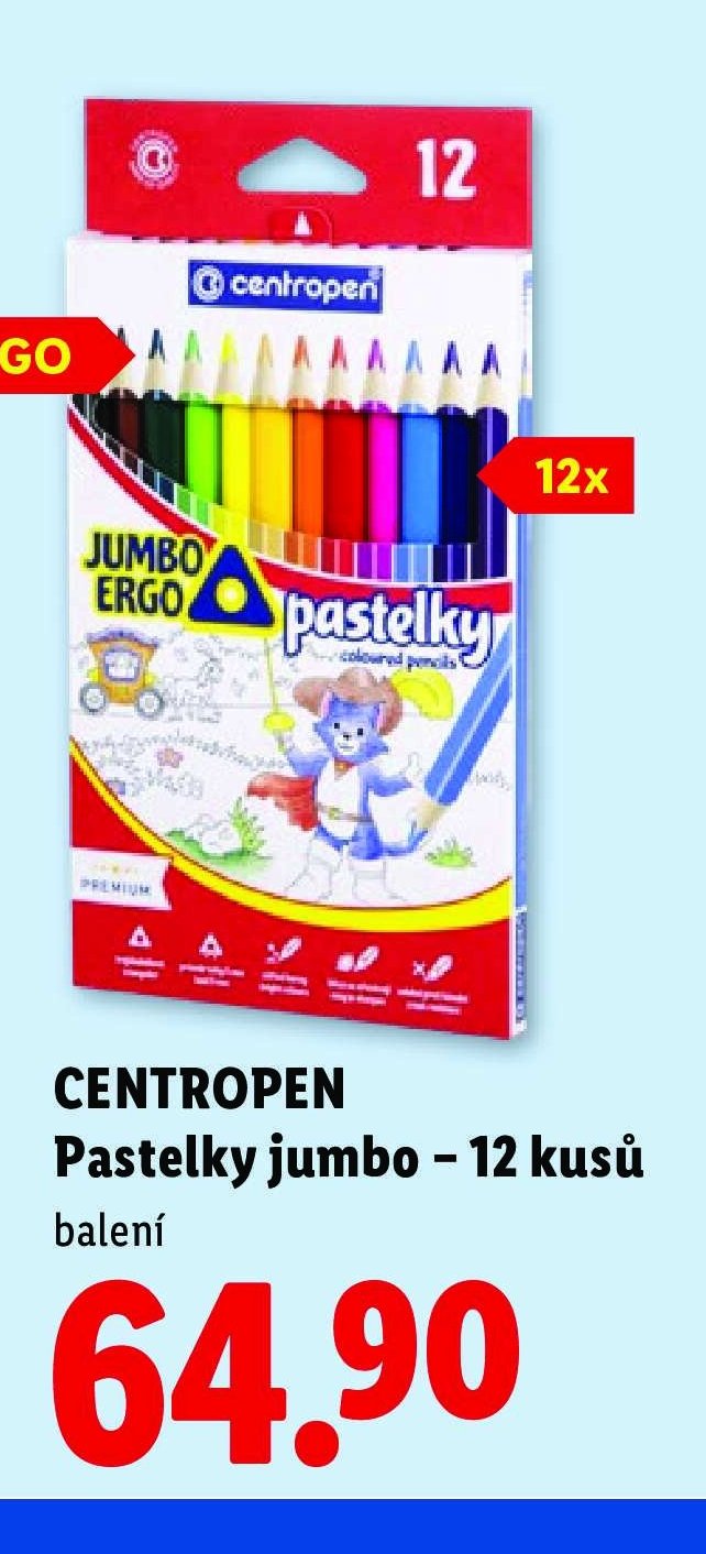 CENTROPEN Pastelky jumbo – 12 kusů