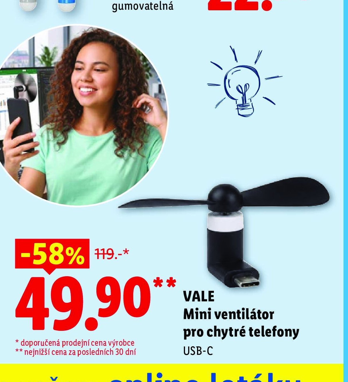 VALE Mini ventilátor pro chytré telefony