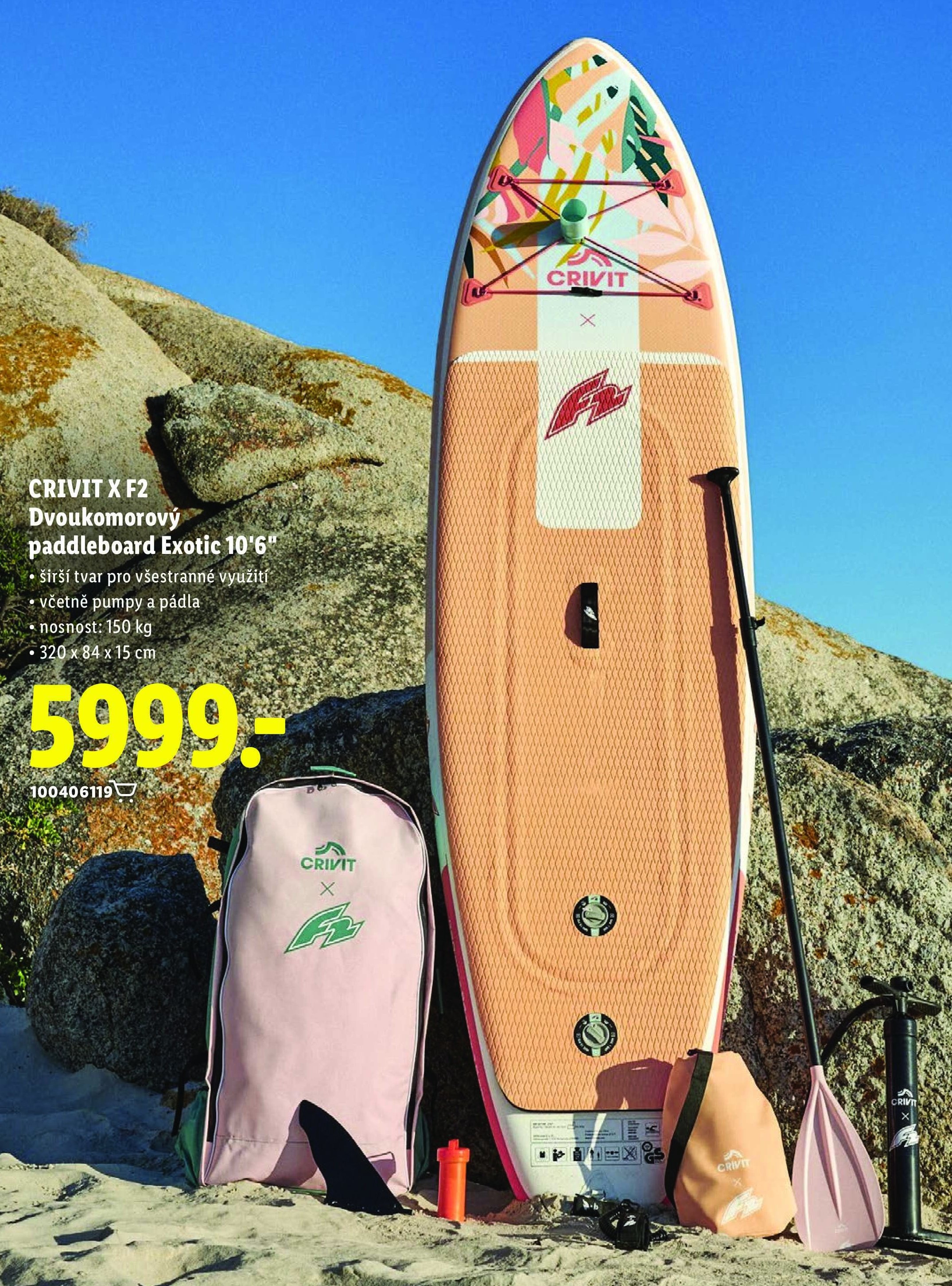 CRIVIT X F2 Dvoukomorový paddleboard Exotic 10'6