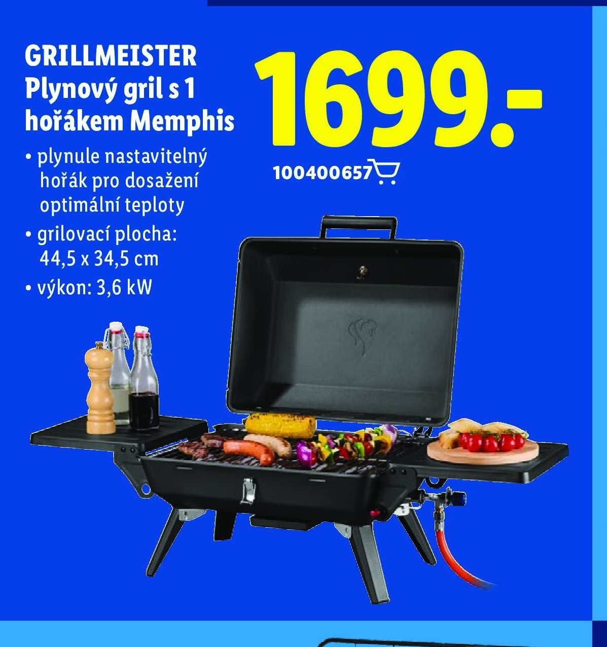 GRILLMEISTER Plynový gril s 1 hořákem Memphis