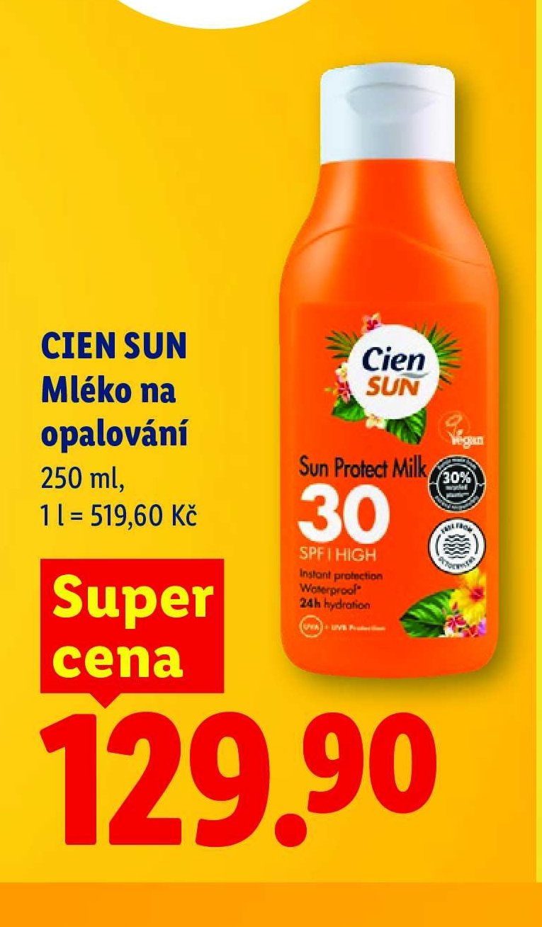CIEN SUN Mléko na opalování 250 ml, 1 l = 519,60 Kč