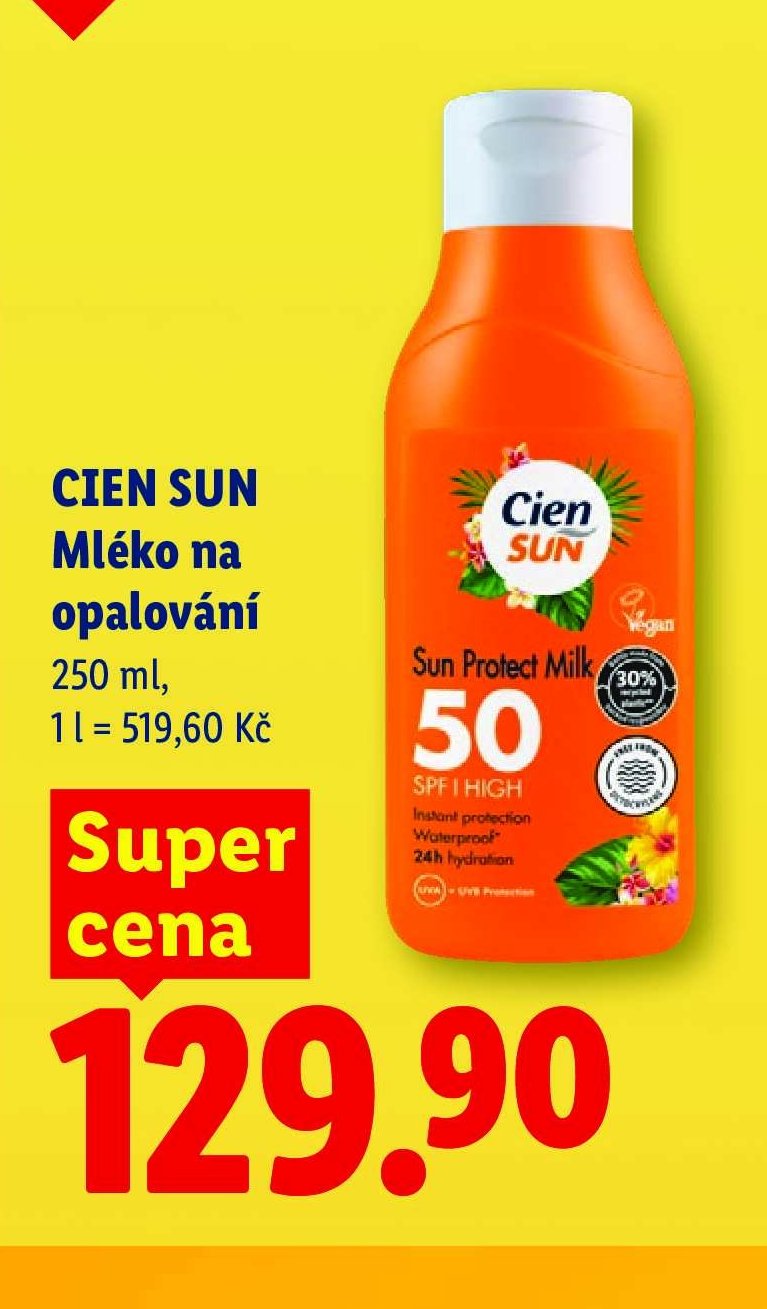 CIEN SUN Mléko na opalování 250 ml, 1 l = 519,60 Kč