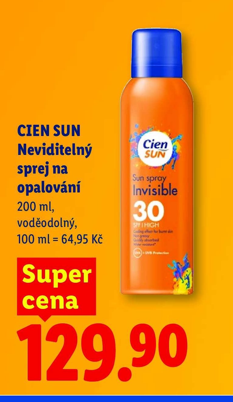 CIEN SUN Neviditelný sprej na opalování 200 ml, 100 ml = 64,95 Kč