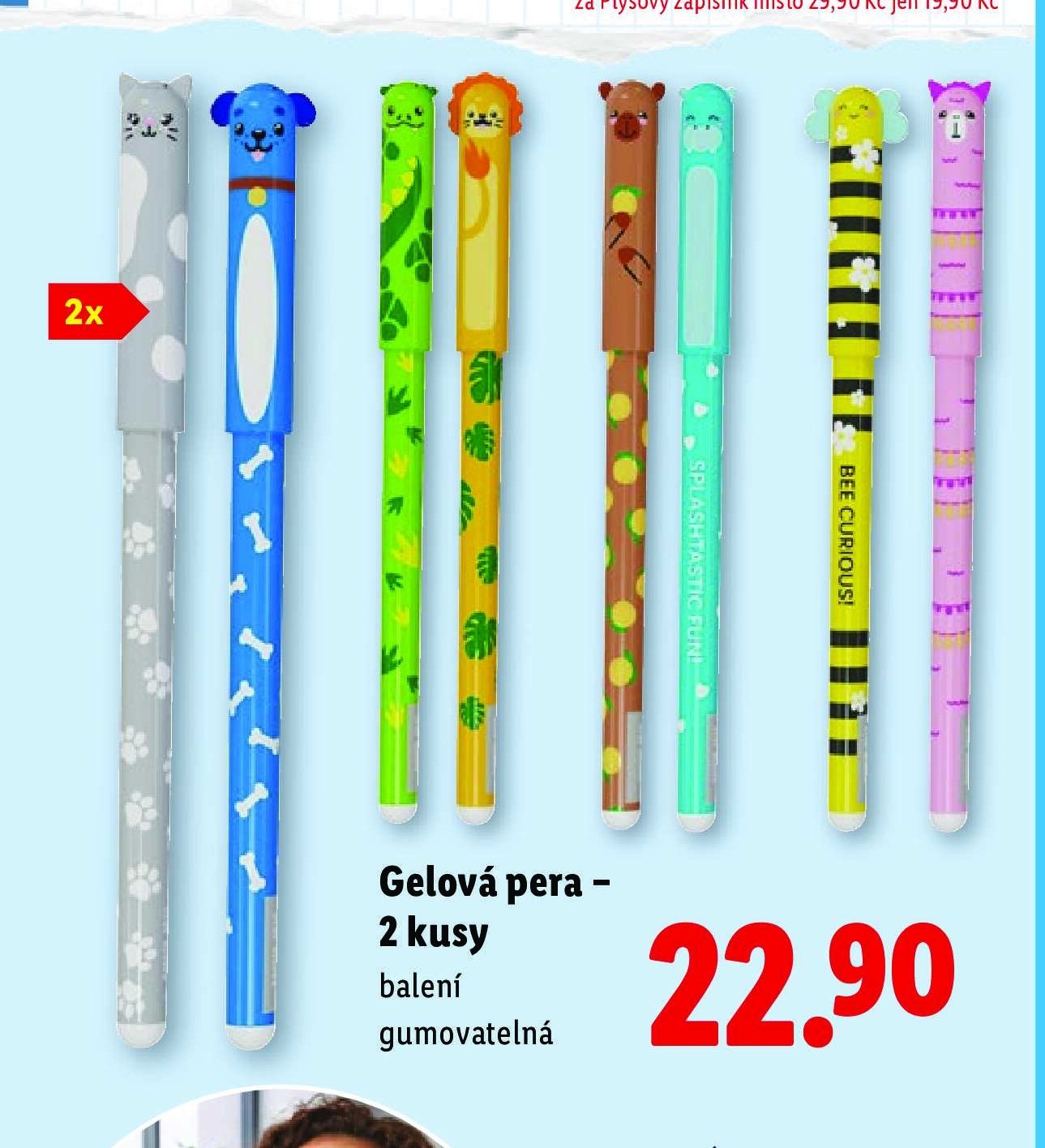 Gelová pera - 2 kusy balení gumovatelná