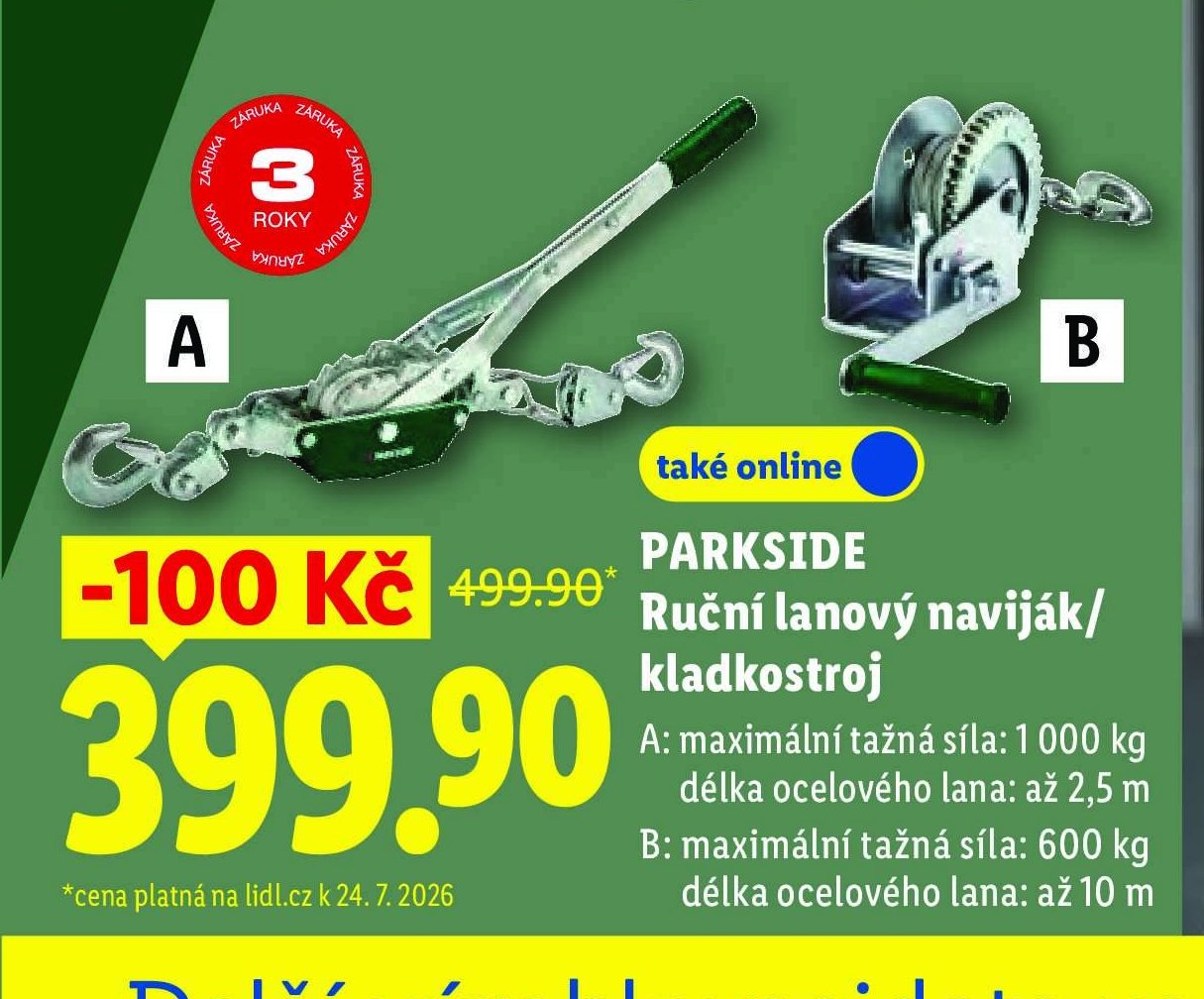 PARKSIDE Ruční lanový naviják/kladkostroj