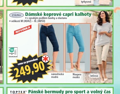 Dámské keprové capri kalhoty