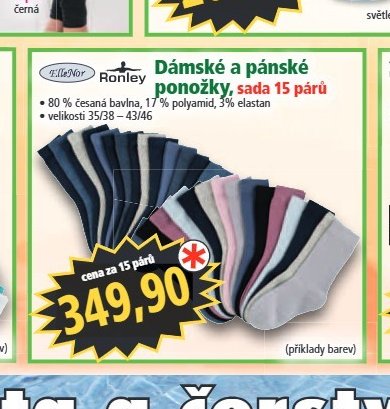 Dámské a pánské ponožky, 15 párů